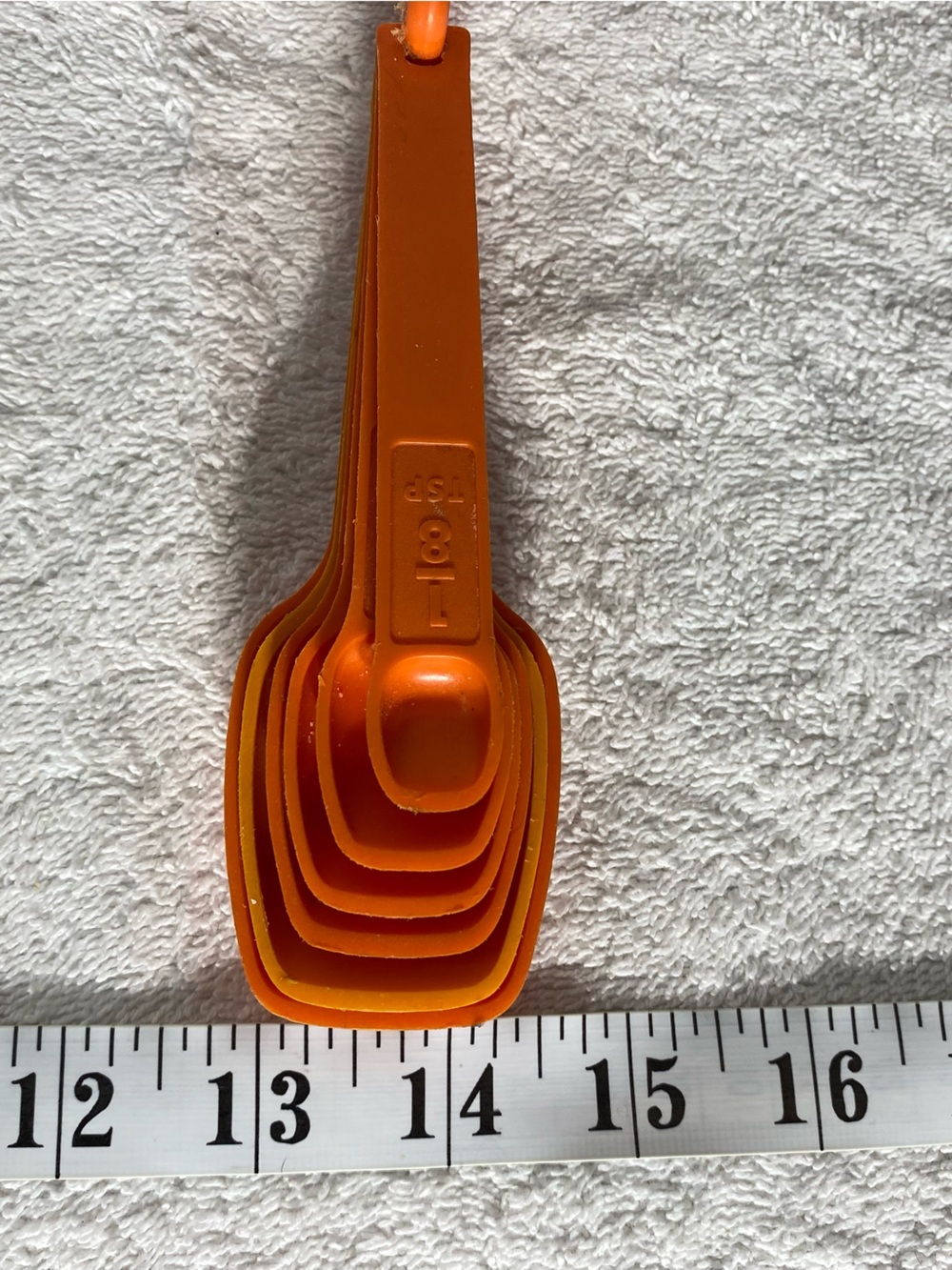 Vintage Tupperware Orange Measuring Spoon Set W D Ring - Picture 8 of 10
